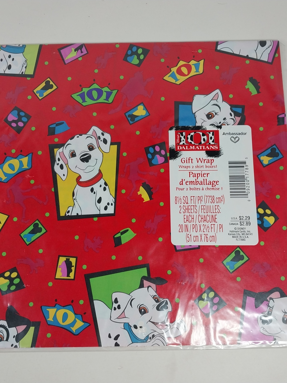 Vintage Retro 90s Disney 101 Dalmatians Gift Wrap Paper 2 Sheets 8 sq ft Kidcore